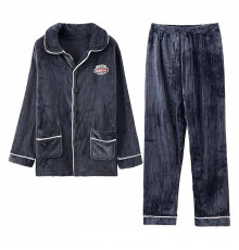 Комплект мужской пижамы CK-206 Dark Gray рубашка с длинным рукавом и штанами теплая 2XL