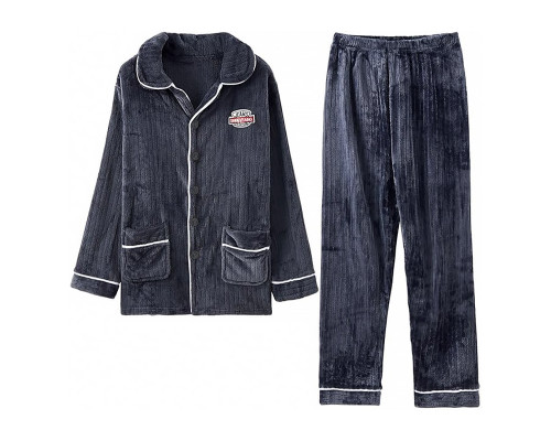 Комплект мужской пижамы CK-206 Dark Gray рубашка с длинным рукавом и штанами теплая 2XL