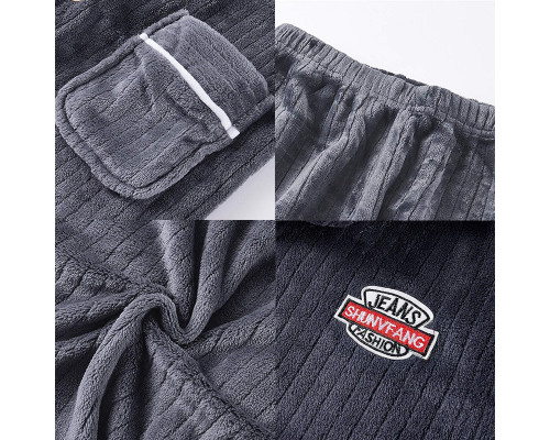 Комплект мужской пижамы CK-206 Dark Gray рубашка с длинным рукавом и штанами теплая 2XL