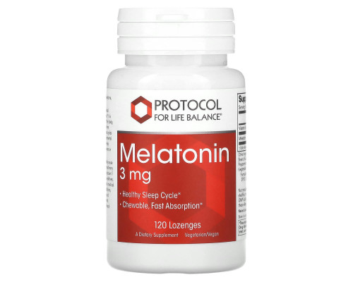Мелатонін, Melatonin, Protocol for Life Balance, 3 мг, 120 льодяників