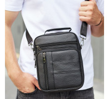 Чоловіча шкіряна сумка-барсетка 20х25х 5.5, месенджер через плече Bexhill BX-02103 чорний