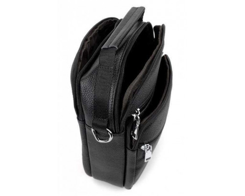 Чоловіча чорна шкіряна сумка-барсетка 22х24х8, месенджер Bexhill A25-228C чорний