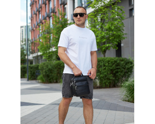 Чоловіча чорна шкіряна сумка-барсетка 22х24х8, месенджер Bexhill A25-228C чорний