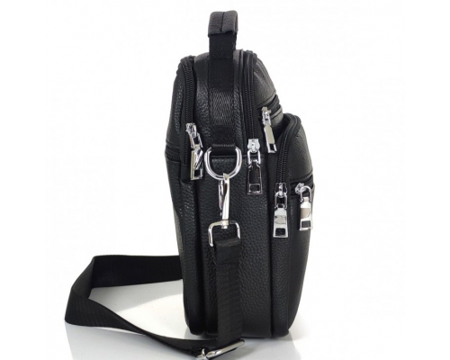 Чоловіча чорна шкіряна сумка-барсетка 22х24х8, месенджер Bexhill A25-228C чорний