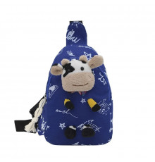 Детская нагрудная сумка рюкзак A-407 Cow на одно отделение с ремешком  Blue