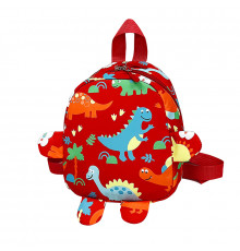 Детский рюкзак A-1025 Dinosaur на одно отделение с ремешком Red