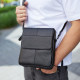 Чоловіча сумка шкіряна планшет 21х24х6, барсетка на одне плече Tiding Bag M1254A чорна