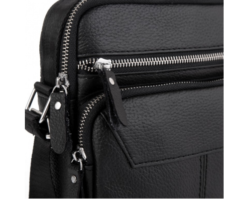 Чоловіча чорна сумка-барсетка 18x22x8, месенджер з натуральної шкіри Tiding Bag M2237A чорний