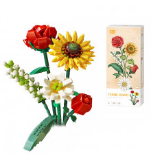 3D конструктор набор строительных блоков LOZ 1659 подсолнух роза шафран зверобой 568 деталей пластиковый