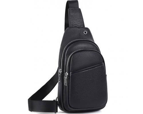 Сумка слінг чоловіча через плече 17х32х8, бананка з натуральної шкіри TIDING BAG A25F-515-1A чорна