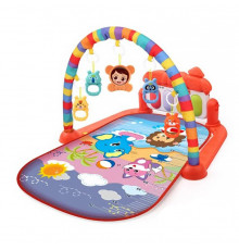 Детский развивающий интерактивный коврик 116-32 музыкальный пианино с дугой и погремушками для младенцев Red