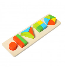 Детская развивающая игрушка ZW-9988 доска-вкладыш деревянные красочные фигурки  15 элементов