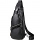 Сумка-слінг чоловіча на плече 17х32х7, нагрудний шкіряний рюкзак для міста TIDING BAG MK16094 чорний
