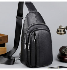 Чоловічий шкіряний слінг на одне плече 18х32х7, сумка крос боді TIDING BAG A25F-3204-1A чорна