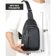 Чоловічий шкіряний слінг на одне плече 18х32х7, сумка крос боді TIDING BAG A25F-3204-1A чорна