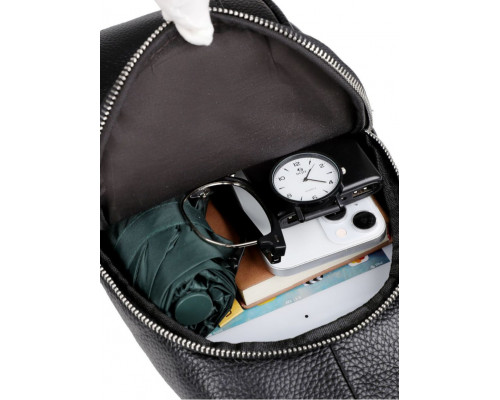 Чоловічий шкіряний слінг на одне плече 18х32х7, сумка крос боді TIDING BAG A25F-3204-1A чорна