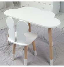Столик хмаринка 46х70х40 і стільчик метелик 26.5х26х25, стіл та стілець в дитячу, білий