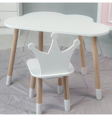 Столик хмаринка 46х70х40 і стільчик корона 26.5х26х25, стіл та стілець в дитячу, білий