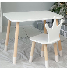 Стіл прямокутний 46х60х45 і стілець корона 26.5х26х25, столик та стільчик для хлопчика, білий