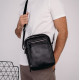 Шкіряна чоловіча сумка-барсетка 21х26х6, месенджер через плече з ручкою Tiding Bag M32432 чорний