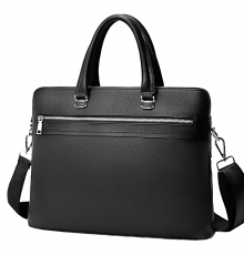 Шкіряна чоловіча сумка для документів та ноутбука 37х28.5х7, офісний діловий портфель Tiding Bag NV23712 чорний