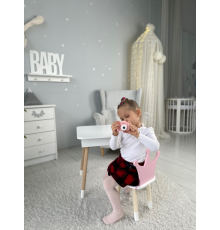 Столик з відкидним верхом 53х60х45 і стільчик корона 26.5х26х25, стіл та стілець для дітей від 1 року, білий з рожевим