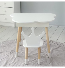 Столик хмаринка з відкидною нішею 54х68х50 і стільчик корона 26.5х26х25, стіл та стілець в дитячу, білий