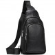 Чоловічий слінг шкіряний 32х18х8, сумка рюкзак на плече зерниста, бананка для документів23242 чорна