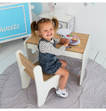 Комплект дитячих меблів столик та стільчик 70×45×51, стіл та стілець у дитячу білий з деревом