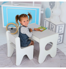 Комплект дитячих меблів столик та стільчик 70×45×51, стіл та стілець у дитячу, білий з сірим