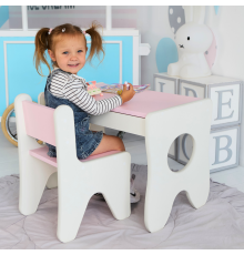 Комплект дитячих меблів столик та стільчик 70×45×51, стіл та стілець у дитячу, білий з рожевим