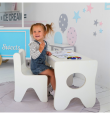 Комплект дитячих меблів столик та стільчик 70×45×51, стіл та стілець у дитячу, білий