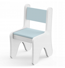Стільчик для дитячої кімнати 55×37×33 дитячий зручний стілець для ігор, білий з блакитним
