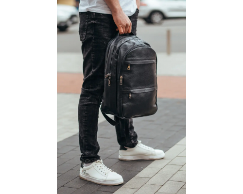 Чоловічий рюкзак для ноутбука та документів 28х42х18, сумка на спину з натуральної шкіри Tiding Bag B2-37342A