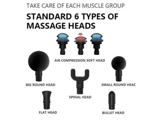 Перкусійний масажер Booster T для м'язів і тригерних точок, 6 насадок, акумулятор 2000 мАг