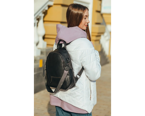 Жіночий шкіряний рюкзак міський 23х32х13, сумка для міста, подорожей та відпочинку, чорна