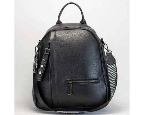 Жіночий шкіряний рюкзак міський 23х32х13, сумка для міста, подорожей та відпочинку, чорна