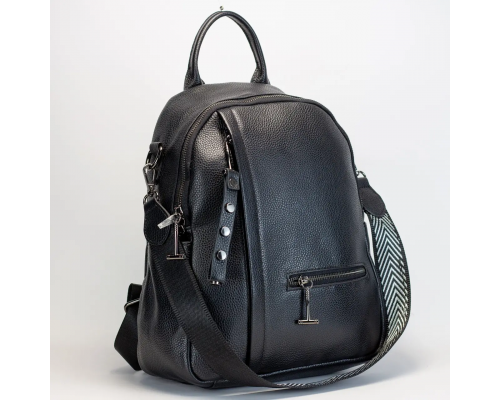 Жіночий шкіряний рюкзак міський 23х32х13, сумка для міста, подорожей та відпочинку, чорна