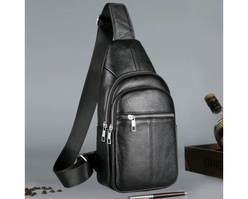Чоловіча сумка-слінг шкіряна 18х32х7, крос боді для прогулянок Tiding Bag A25F-5060A чорна