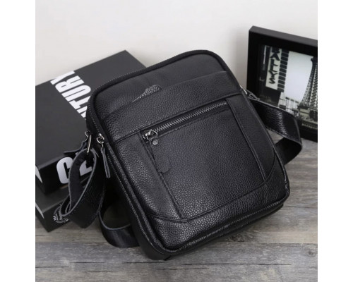 Чоловіча шкіряна сумка планшет 18х21х7, барсетка через плече Tiding Bag LA3314-1BL чорна