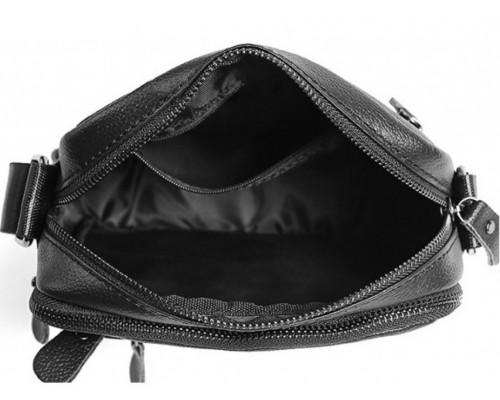 Чоловіча шкіряна сумка планшет 18х21х7, барсетка через плече Tiding Bag LA3314-1BL чорна