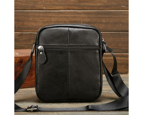 Чоловіча шкіряна сумка планшет 18х21х7, барсетка через плече Tiding Bag LA3314-1BL чорна