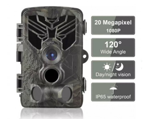 Фотопастка Suntek HC-810A з датчиком руху та нічним зніманням, огляд 120°, дальність 20 м, захист IP65. Камера для охорони території.