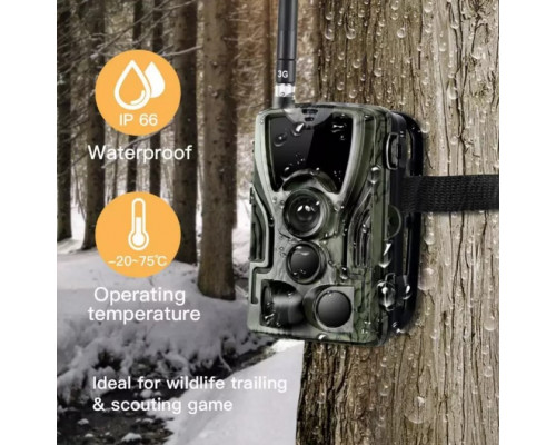 Фотопастка Suntek HC 801M з GSM модулем G2, огляд 120°, нічна зйомка, датчик руху, захист IP65, дальність 25 м.