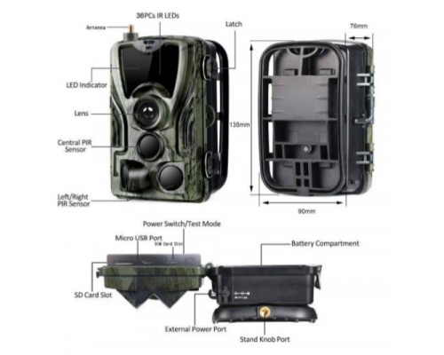 Фотопастка Suntek HC 801M з GSM модулем G2, огляд 120°, нічна зйомка, датчик руху, захист IP65, дальність 25 м.