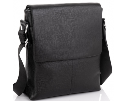 Чоловіча сумка планшет через плече 23х26х6, шкіряна барсетка Tiding Bag SK A75-181 чорна