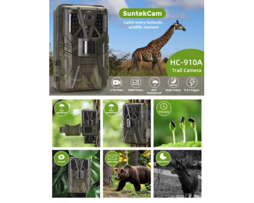 Фотопастка Suntek HC-910A – надійний пристрій для спостереження з високою роздільною здатністю та чутливим датчиком руху.