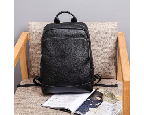 Чоловічий рюкзак шкіряний міський для ноутбука 28х40х14, сумка на спину для студента Tiding Bag , чорна