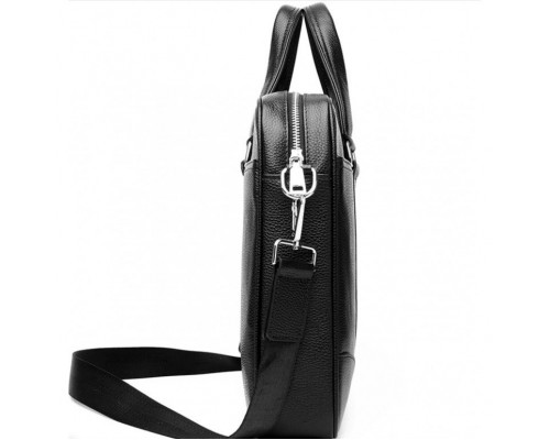 Чоловіча шкіряна класична сумка для ноутбука та документів 40x30x8, вмісткий портфель для паперів KL-63834, чорний