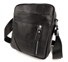Чоловіча шкіряна сумка через плече 18х21х7, барсетка для документів Tiding Bag M38-10131A чорна